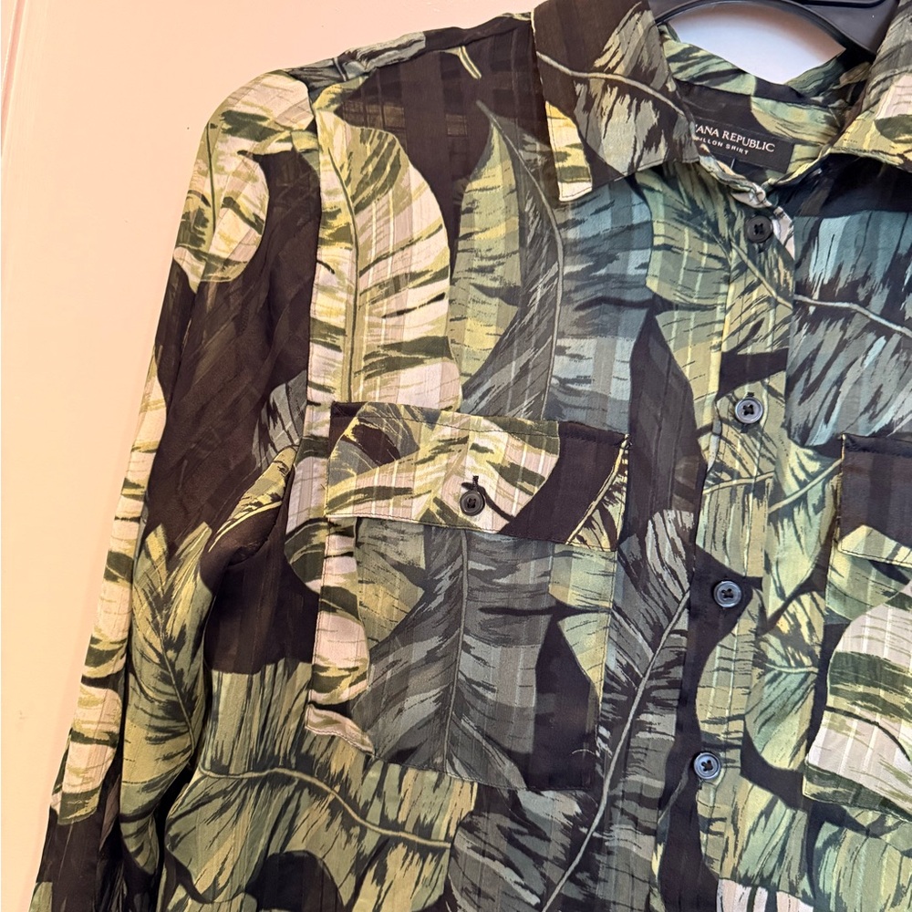 Banana Republic Multicolor Leaf Pattern Shirt - image 2